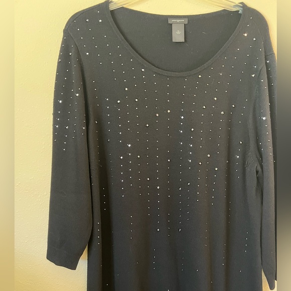 ANN TAYLOR Black Embellished Sweater Dress size XL - Picture 11 of 12